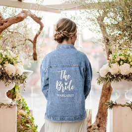 Custom Calligraphy Heart the Bride Name Wedding Jeansjacke