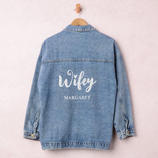 Custom Calligraphy Heart Wifey Name Wedding Jeansjacke (Hangar)