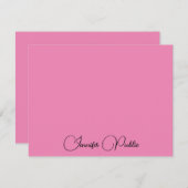 Custom Calligraphy Name Modern Elegante Rosa Mitteilungskarte (Vorne/Hinten)