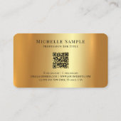 Custom Calligraphy Name QR Code Script Luxury Gold Visitenkarte (Rückseite)