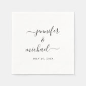 Custom Calligraphy Script Black and White Wedding Serviette (Vorderseite)