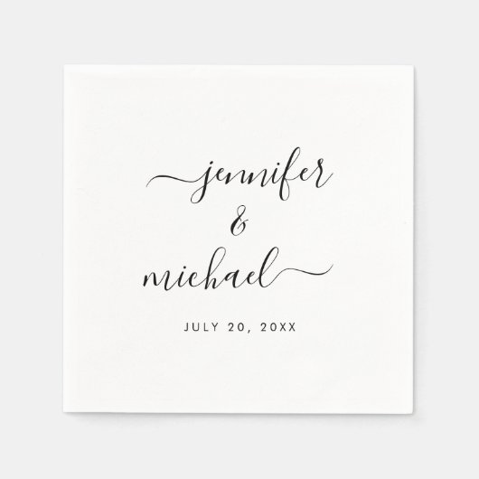 Custom Calligraphy Script Black and White Wedding Serviette (Vorderseite)