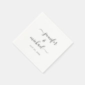 Custom Calligraphy Script Black and White Wedding Serviette (Ecke)