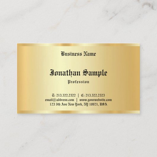 Custom Calligraphy Script-Imitate Gold Glam Templa Visitenkarte (Rückseite)