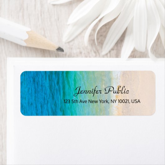 Custom Calligraphy Script Seaside Beach Waves Sand (Insitu)