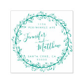 Custom Calligraphy Wreath Wedding Rücksendeadresse Permastempel (Design)