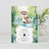 Custom Calm Otter Geburtstag Einladung (Stehend Vorderseite)
