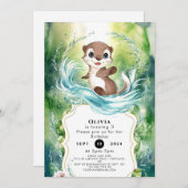 Custom Calm Otter Geburtstag Einladung (Vorne/Hinten)