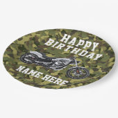 Custom Camouflage Motorrad Happy Geburtstag Name Pappteller (Schrägansicht)