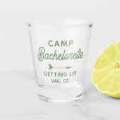 Custom Camp Bachelorette Erreichbarkeit Schnapsglas (Vorderseite)