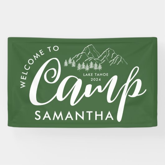 Custom Camp Bachelorette Party Moderne Rustikal Banner (Horizontal)