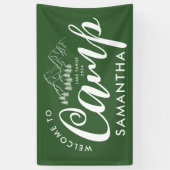 Custom Camp Bachelorette Party Moderne Rustikal Banner (Vertikal)
