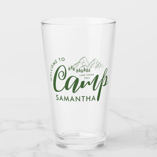 Custom Camp Bachelorette Party Moderne Rustikal Glas (Vorderseite)