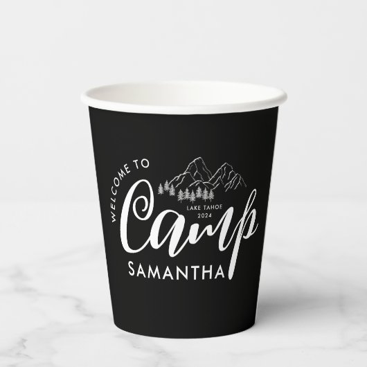 Custom Camp Bachelorette Party Moderne Rustikal Pappbecher (Rückseite)