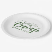 Custom Camp Bachelorette Party Moderne Rustikal Pappteller (Schrägansicht)