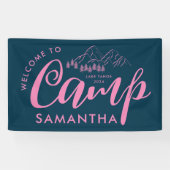 Custom Camp Bachelorette Party Moderne Rustikal ro Banner (Horizontal)