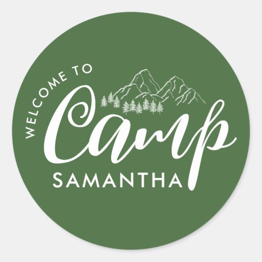 Custom Camp Bachelorette Party Moderne Rustikal Runder Aufkleber (Vorderseite)