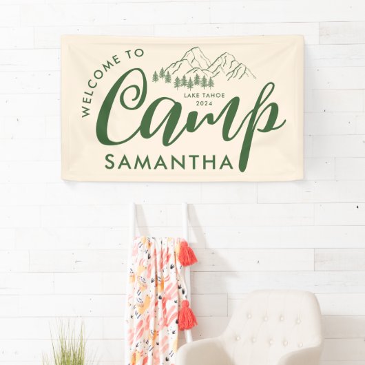 Custom Camp Bachelorette Party Moderne Rustikale W Banner (Insitu)