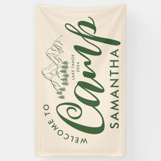 Custom Camp Bachelorette Party Moderne Rustikale W Banner (Vertikal)