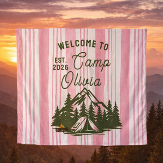 Custom Camp Bachelorette Pink Stripe Wandteppich