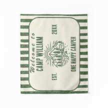 Custom Camp Birthday Tapestry - Rustikales Gebirge