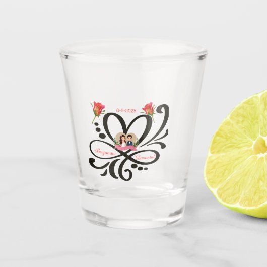 Custom Can Cooler, Wedding Favor, Anniversary Gift Schnapsglas (Vorderseite)