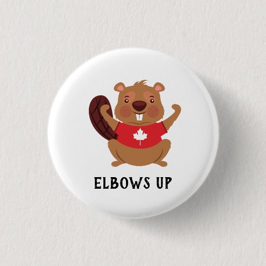 Custom Canada Beaver Elbos Up Funny Button (Vorderseite)