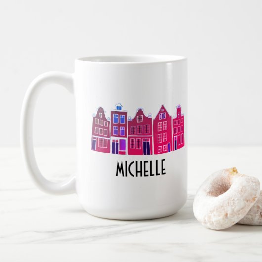 CUSTOM Canal Houses Row Amsterdam Holland Kaffeetasse (Mit Donut)