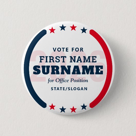 Custom Candidate Name Political Election Campaign Button (Vorderseite)