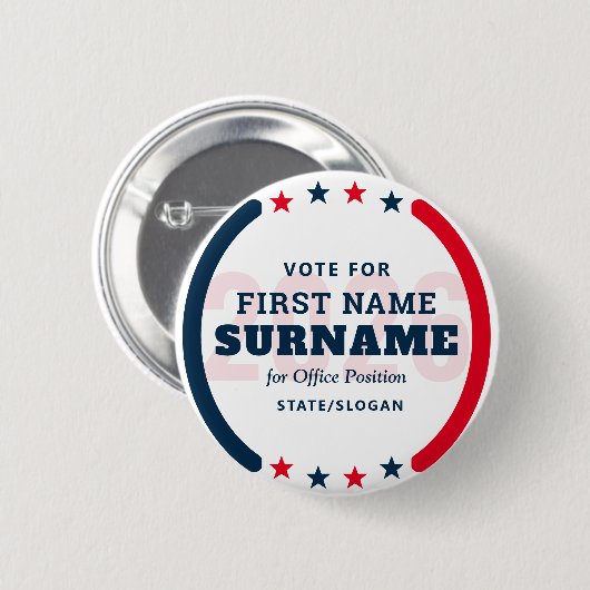 Custom Candidate Name Political Election Campaign Button (Vorne & Hinten)