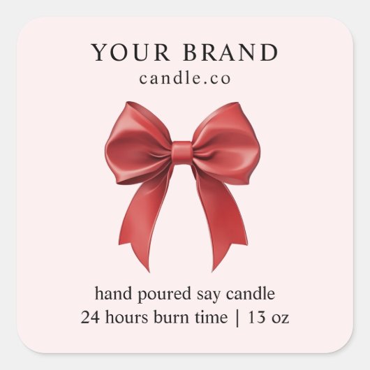 "Custom Candle Business Logo Sticker with Bow (Vorderseite)