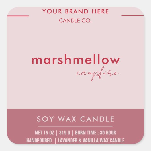 Custom Candle Pink Label Aufkleber (Vorderseite)