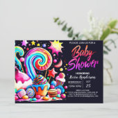 Custom Candy Baby Dusche Einladung (Stehend Vorderseite)