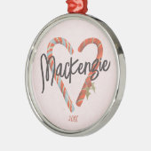 Custom Candy Cane Herzname Weihnachten Ornament Aus Metall (Links)