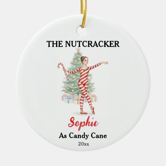 Custom Candy Cane Nutcracker Photo Christmas Keramik Ornament (Vorne)