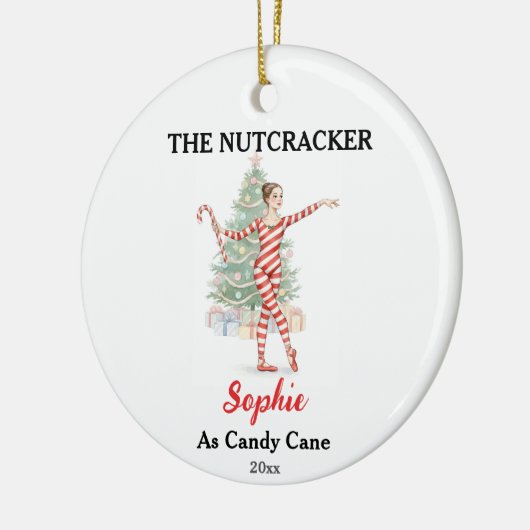 Custom Candy Cane Nutcracker Photo Christmas Keramik Ornament (Links)