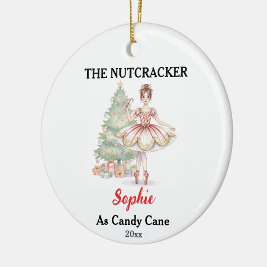 Custom Candy Cane Nutcracker Photo Christmas Keramik Ornament (Links)