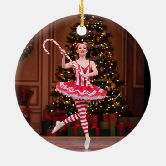 Custom Candy Cane Nutcracker Photo Christmas Keramik Ornament (Hinten)