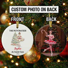 Custom Candy Cane Nutcracker Photo Christmas Keramik Ornament