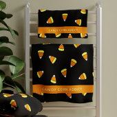 Custom Candy Corn Addict Black Halloween Leckereie Badhandtuch Set