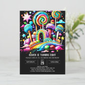 Custom Candy Wonderland Geburtstag Einladung (Stehend Vorderseite)