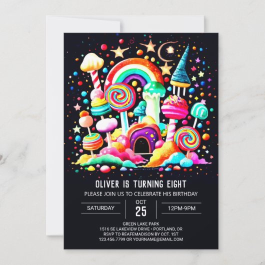 Custom Candyland Birthday Einladung (Vorderseite)