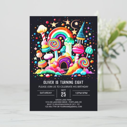 Custom Candyland Birthday Einladung (Stehend Vorderseite)