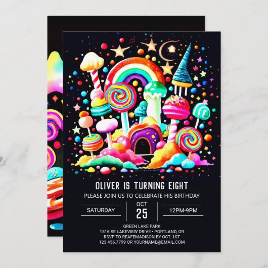 Custom Candyland Birthday Einladung (Vorne/Hinten)