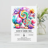 Custom Candyland Editable Birthday Einladung (Stehend Vorderseite)