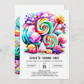 Custom Candyland Editable Birthday Einladung (Vorne/Hinten)