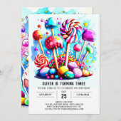 Custom Candyland Kindergeburtstag Einladung (Vorne/Hinten)