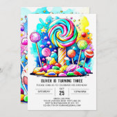 Custom Candyland Online Geburtstag Einladung (Vorne/Hinten)