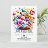 Custom Candyland Printable Birthday Einladung (Stehend Vorderseite)