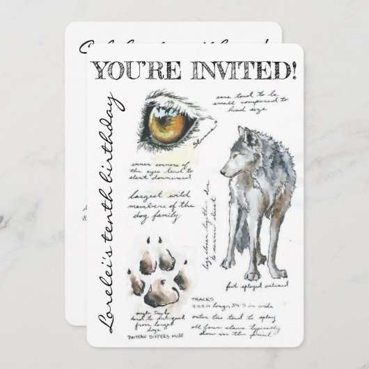 Custom Canis Lupus Wolf Illustration Einladung (Vorne/Hinten)